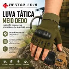 BESTAR LOJA  Luva Tática Meio Dedo Militar Proteção Antiderrapante Para Ciclismo Airsoft Outdoor
