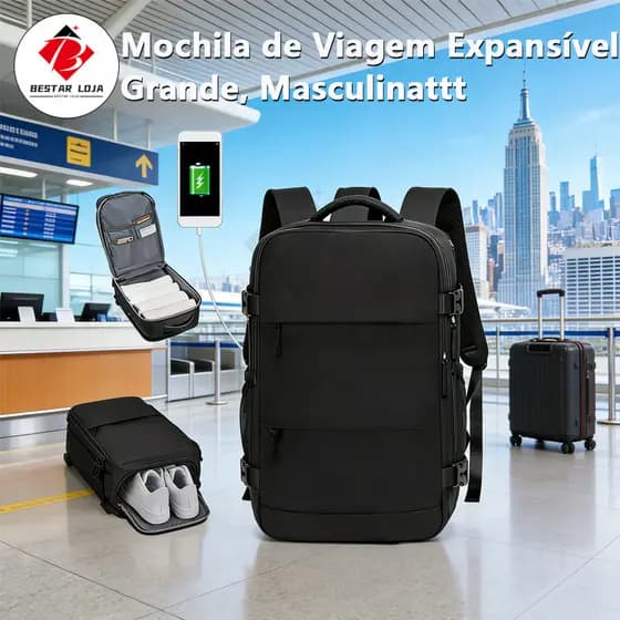 BESTAR LOJA Mochila de Viagem Expansível Grande, Masculina, Feminina, mochila para faculdade,Mochila Executiva Masculina