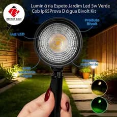 BESTAR LOJA Luminária Espeto Jardim Led 5w Verde Cob Ip65 Prova Dágua Bivolt Kit Iluminação Externa Paisagismo
