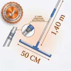 Rodo De Silicone 45cm Cabo Longo Multiuso 2em1 Vassoura Mágica Limpa Vidros Janela Box Seco Molhado