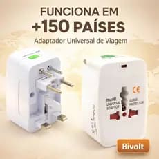 Adaptador Universal Viagem 150 Países Tomada Internacional USB Bivolt