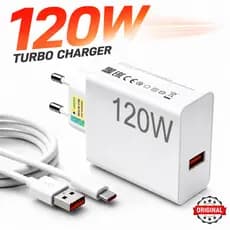 Kit Carregador 120W Turbo Super USB-C Carga Rápida Android Xiaomi Cabo Duplo Tipo C Fonte