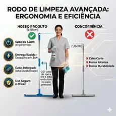 Rodo de Silicone para Limpeza de Vidros , Box . Pisos sem Manchas com cabo extensível 1,45CM