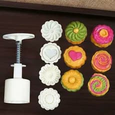 KIT 8 Ejetor Brigadeiro Molde De Bolo Lunar Flor De Margarida Girassol Lótus Biscoitos Mooncake