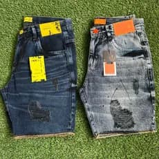 KIT 2 Peças Bermuda Masculina Jeans Jogador Rasgada