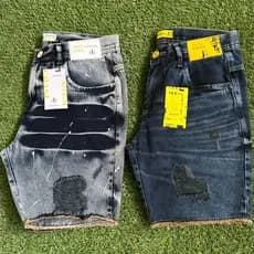KIT 2 Peças Bermuda Jogador Masculina Jeans Curta Rasgada