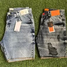 KIT 2 Bermuda Jeans Masculina Destroy Rasgada Pintada