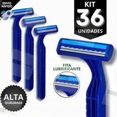 Kit 36 Barbeador Descartável 2 Lâminas com Fita Lubrificante Prestobarba Uso Diário e Profissional