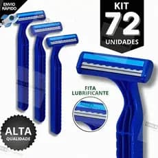 Kit 72 Barbeador Descartável 2 Lâminas com Fita Lubrificante | Prestobarba Uso Diário e Profissional