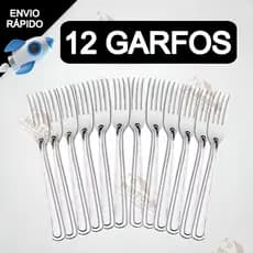 Kit 12 Garfos de Mesa Restaurante Para Cozinha Talher Aço Inox Casa Buffet