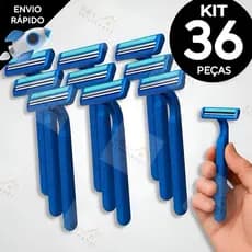 Jogo 36 Barbeador Descartável 2 Lâminas com Fita Lubrificante | Prestobarba Uso Diário e Profissional