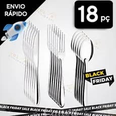Conjunto Jogo de Talheres 18 peças Aço Inox 6 Facas 6 Garfo e 6 Colheres de Mesa Casa Para Hotel
