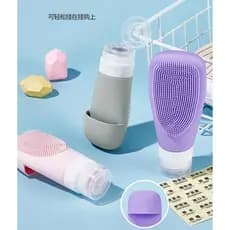 Kit 4 Frasco De Cosmetico 90ml Silicone Para Viagem Portatil Shampoo Creme Loçao Sabonet H-17