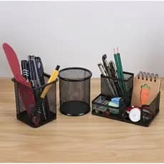 Organizador de Mesa Metal Aramado Para Escritório 3/4 Divisões Porta Lapís Caneta Clips H-17
