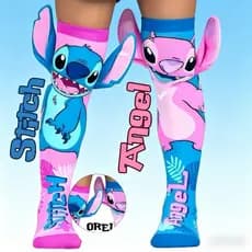 Meias infantis de cano alto com costura tridimensional 3D, meias divertidas de personagens Lilo e Stitch