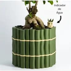 Vaso Autoirrigável Rega Sozinho Decorativo Estilo Bambu com Indicador de Água
