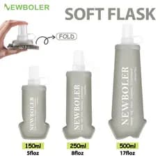 NEWBOLER 150ml 250ml 500ml Dobrável Garrafa Macia TPU De Água Para Esportes Ao Ar Livre Acampamento Caminhadas Fitness P