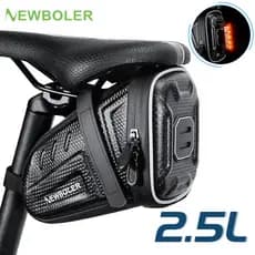 NEWBOLER À Prova Dwaterproof Água Saco De Sela Da Bicicleta MTB Estrada Alforjes Reflexivo Listrado Ferramenta Titular A