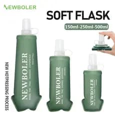 NEWBOLER 150ml 250ml 500ml Garrafa De Água Dobrável TPU Sem BPA Macia Esporte Ao Ar Livre Caminhadas Camping Correndo Po