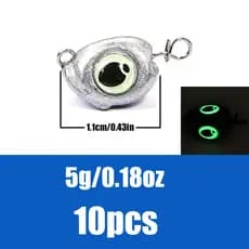 10 peças de cabeças de jig tipo swing cheburashka, chumbadas para pesca, pesos para jig, grupo de iscas macias, anzol de