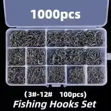 100-1000 Pçs Ganchos De Peixe Com Anzol Farpado Para Isca Caixa De Plástico Kit Água Salgada Ferramentas De Pesca De Doc