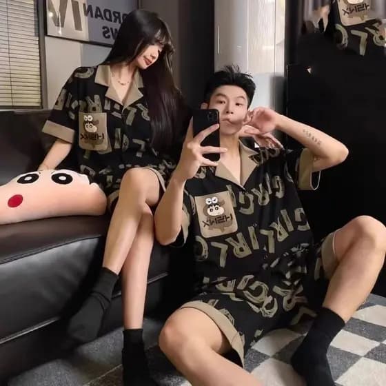 Estilo japonês casal pijamas estudantes do sexo feminino Shorts de manga curta estilo fino das mulheres dos homens prima