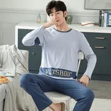 Primavera outono estilo pijamas estilo masculino de manga comprida estilo fino solto estilo primavera pode usar fora ter