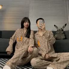 Primavera outono casal pijamas feminino calças de manga comprida terno de duas peças influenciador Cardigan Zebra padrão