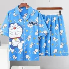 Pijamas masculinos verão Shorts de manga curta dos desenhos animados adolescente Casual verão fino Homewear Plus Size te