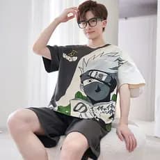 Pijamas masculinos de verão de manga curta terno estudantes do ensino médio adolescentes versão coreana dos desenhos ani