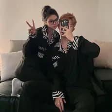 Casal pijamas feminino versão coreana primavera outono manga comprida padrão Zebra High-End outono inverno masculino juv