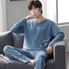 Comércio exterior atacado pijamas masculino japonês Gypsophila em torno do pescoço calças de manga comprida Casual confo