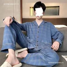 Conjunto de pijamas masculinos de algodão puro manga comprida primavera outono 2025 novo estilo juventude verão mobiliár