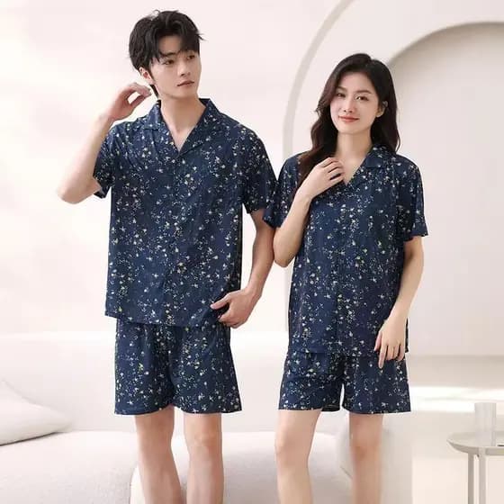 Ultra-fino versão coreana casal pijamas conjunto de seda gelo moda cama bebê verão estilo fino verão casal pijamas pode