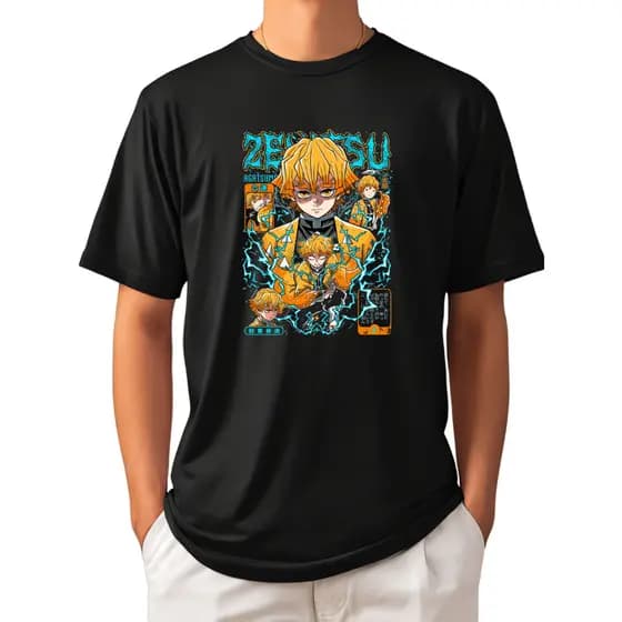 Camiseta Camisa Zenitsu Demon Slayer Preta