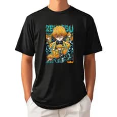 Camiseta Camisa Zenitsu Demon Slayer Preta