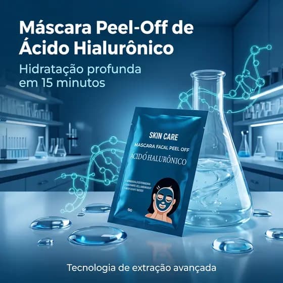 Máscara Peel Off Ácido Hialurônico Hidratação Profunda Limpeza Profunda Revitaliza Pele Seca Sachê 8g