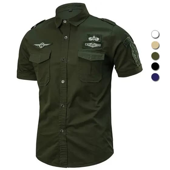 Camisa masculina de verão militar de manga curta 101, tática de assalto aéreo, camisas casuais masculinas, tamanho grand