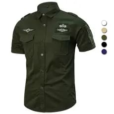 Camisa masculina de verão militar de manga curta 101, tática de assalto aéreo, camisas casuais masculinas, tamanho grand