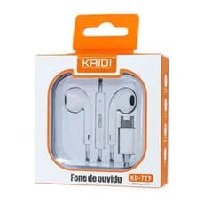 Fone De Ouvido Tipo C  Estéreo Para Kaidi  USB-C Com Microfone Compatível Celular  Iphone 15 a 17 pro Max e Samsung