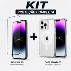 KIT  Capa Capinha Magsafe + Película Protetora 3D  Compatível Para Celular iphone 11 12 13 14 15 16 17 Pro Max