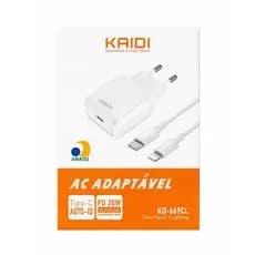 Carregador Para Iphone Completo Turbo Rápido PD 20W Saída Lightning Para Celular iPhone X ate 14 Pro Max  Kaidi
