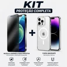 KIT  Capa Capinha Magsafe + Película Cerâmica  Fosca Privacidade Compatível Celular iphone 11 12 13 14 15 16 17 Pro Max