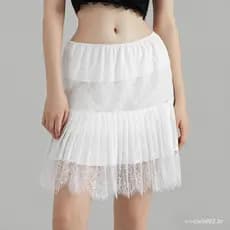 Saias Mini Femininas de Moda, Cintura Média, Plissadas, com Renda, Saias Curtas Casuais para Primavera e Verão