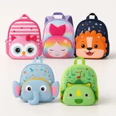 Mochila Infantil Escolar Unissex Bichinhos Leão Unicornio Sereia Elefante Dinossauro Sereia Azul Rosa Raposa Coruja