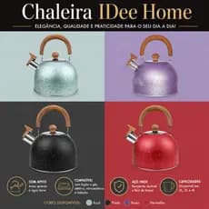 Chaleira De Aço Inox IDee Home 2/3/4 Litros com Apito Pode Ser Usado em Fogão de Indução Ideal para Chá e Café
