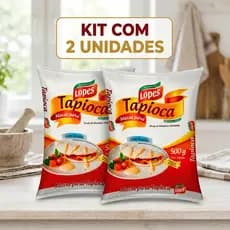 Kit com 2 Unidades - Massa Para Tapioca Lopes Pronta Sem Cheiro - 500g.