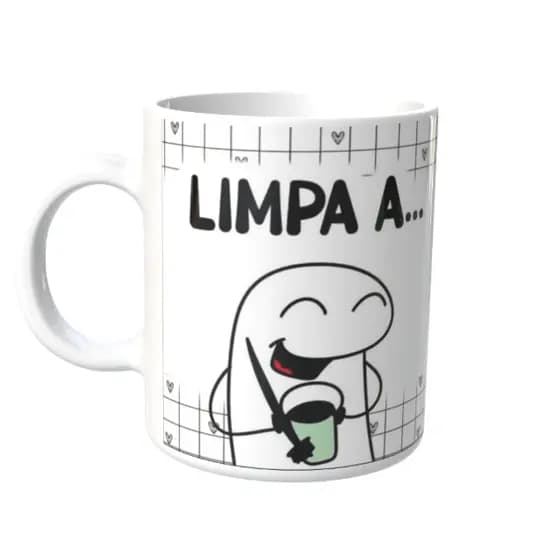 Caneca Personalizada 325ml Meme Limpa a casa comigo