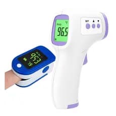 Kit Essencial p/ Família: Termômetro Laser p/ Febre e Bebê + Oxímetro Dedo Digital Preciso