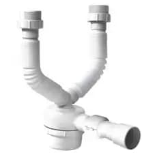 Sifão Sanfonado de Copo Duplo PVC Branco – Instalação Fácil para Pia (ENVIO IMEDIATO)
